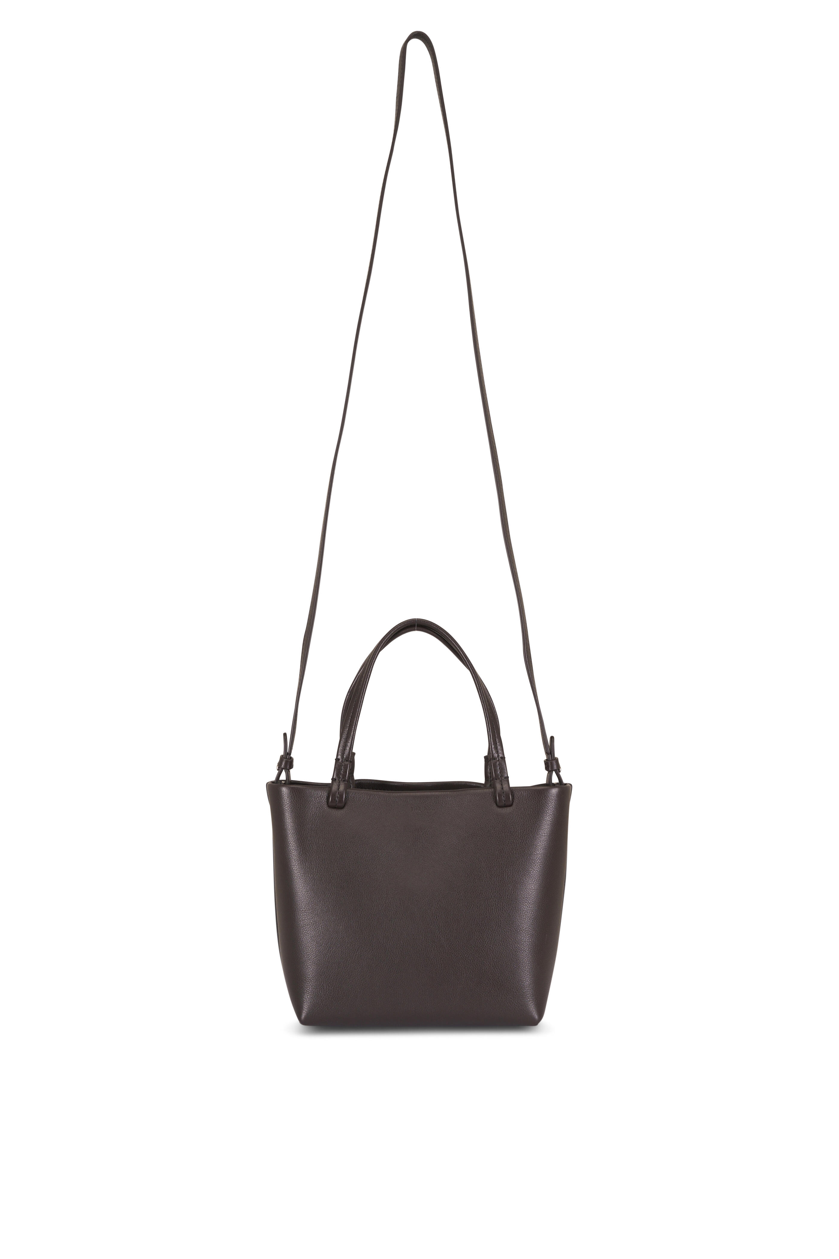 The Row - Small Park Walnut Grained Leather Tote - view 1