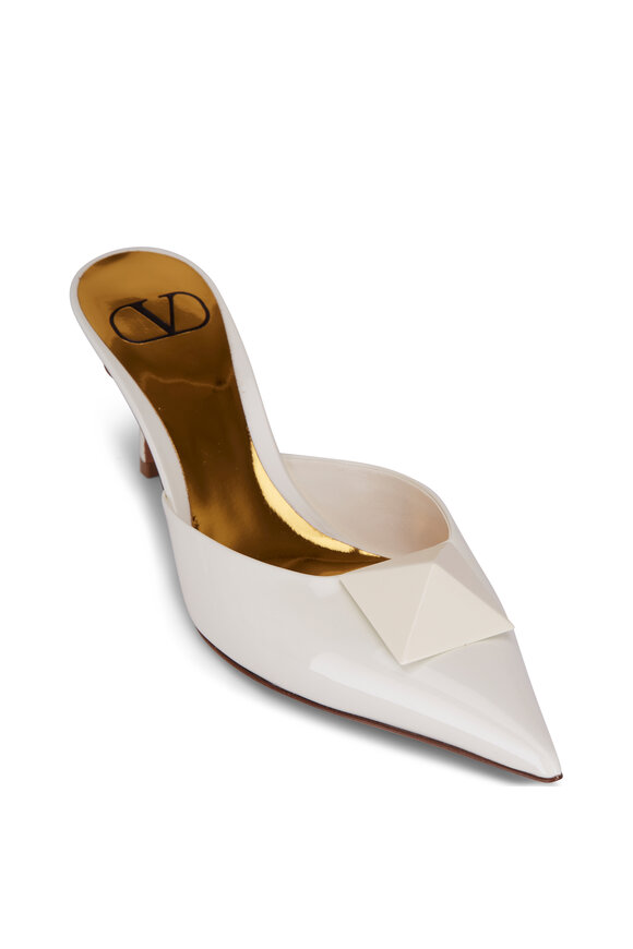 Valentino Garavani - Ivory Patent Leather Maxi Stud Mule, 70mm