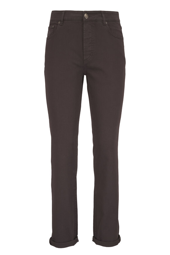 Brunello Cucinelli Brown Bull Denim Five-Pocket Traditional Fit Pant - view 1