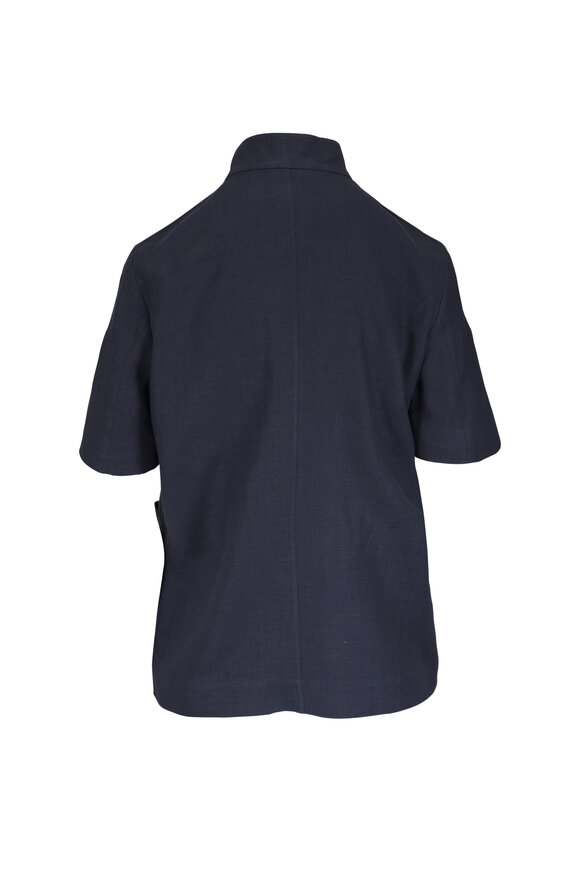 Loro Piana Spagna Mini Navy Blue Linen & Wool Jacket - view 2
