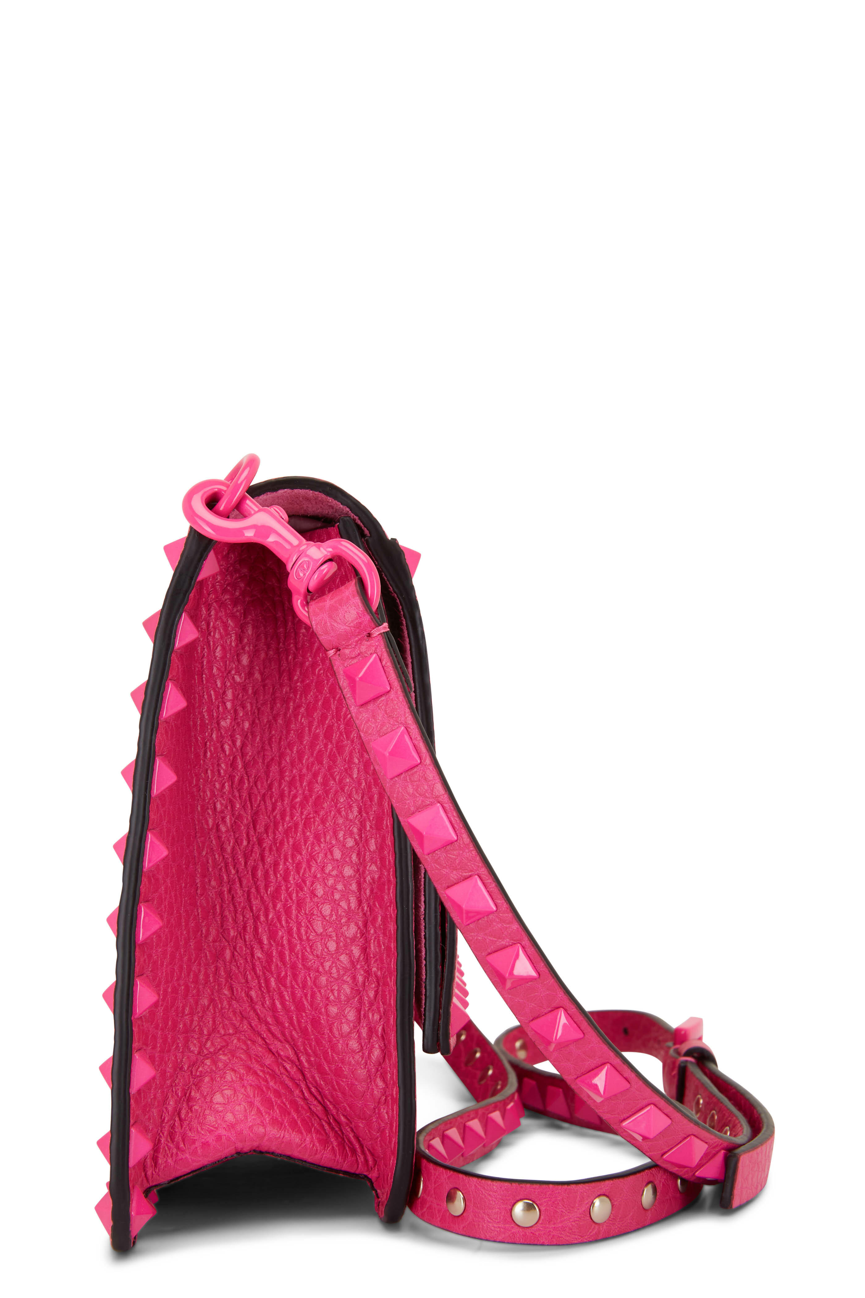 Valentino Pink/Black Leather Rockstud Camera Bag at 1stDibs