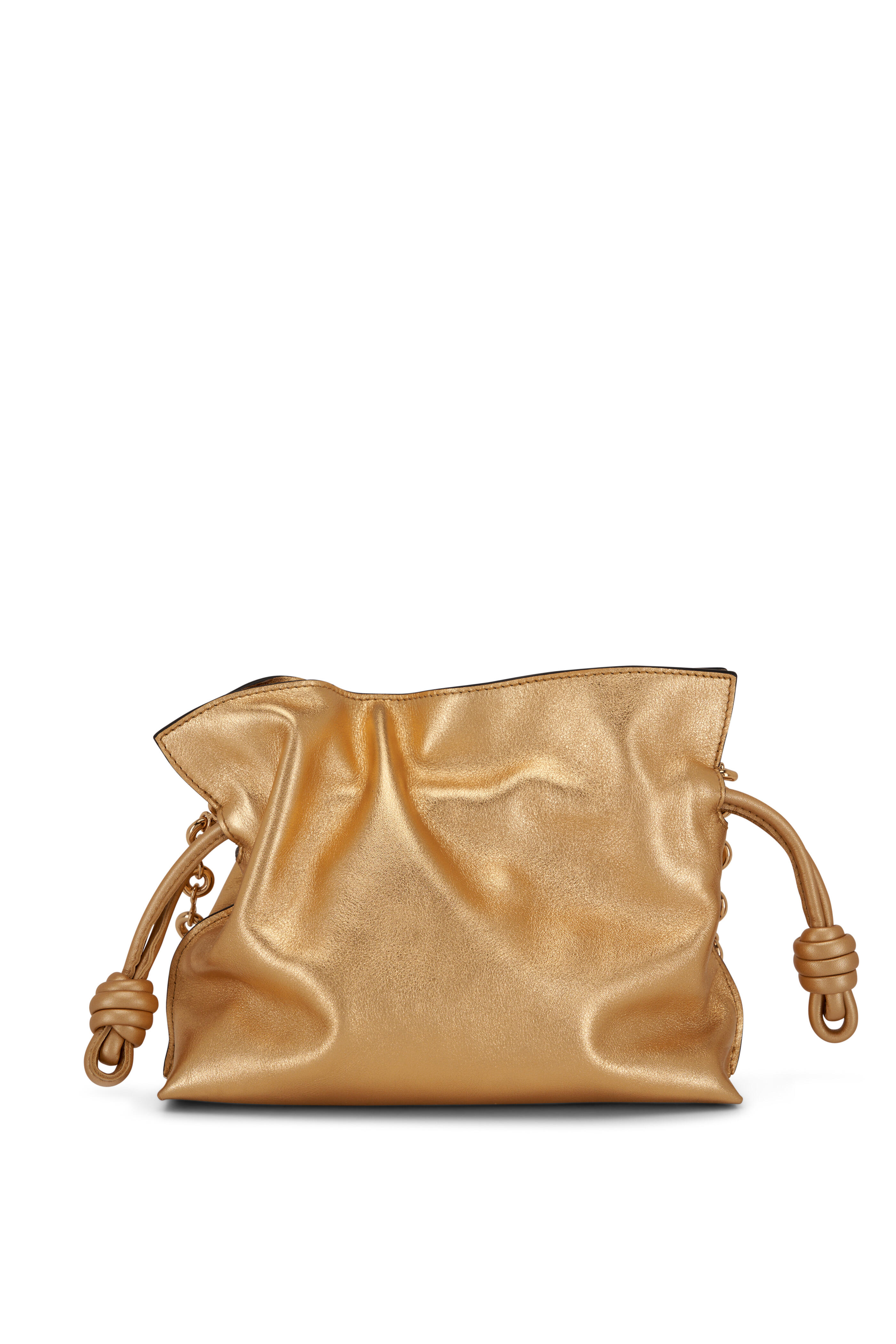 Loewe - Mini Flamenco Gold Leather Knot Chain Clutch