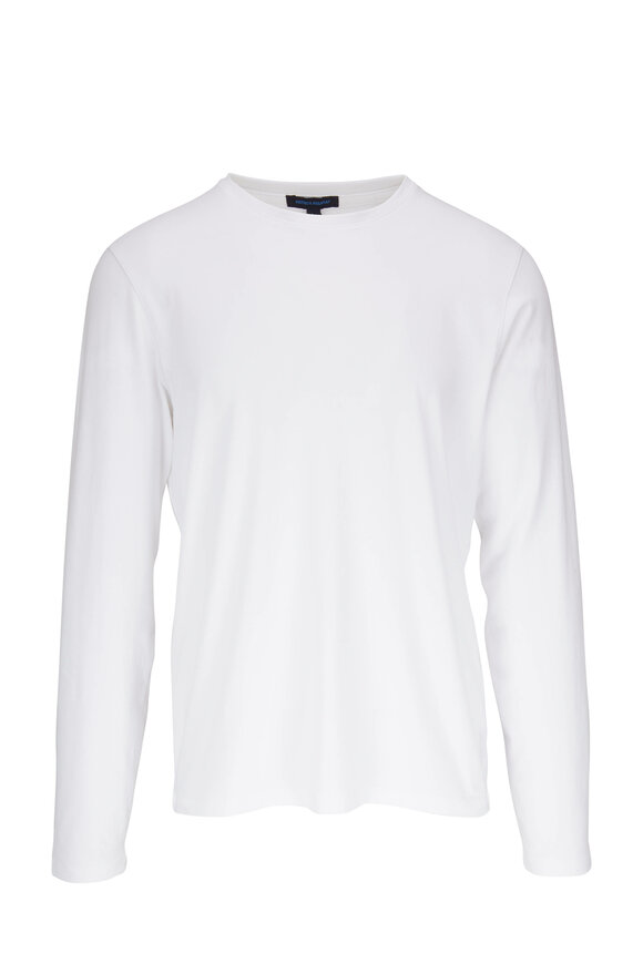 Patrick Assaraf White Long Sleeve Cotton T-Shirt - view 1