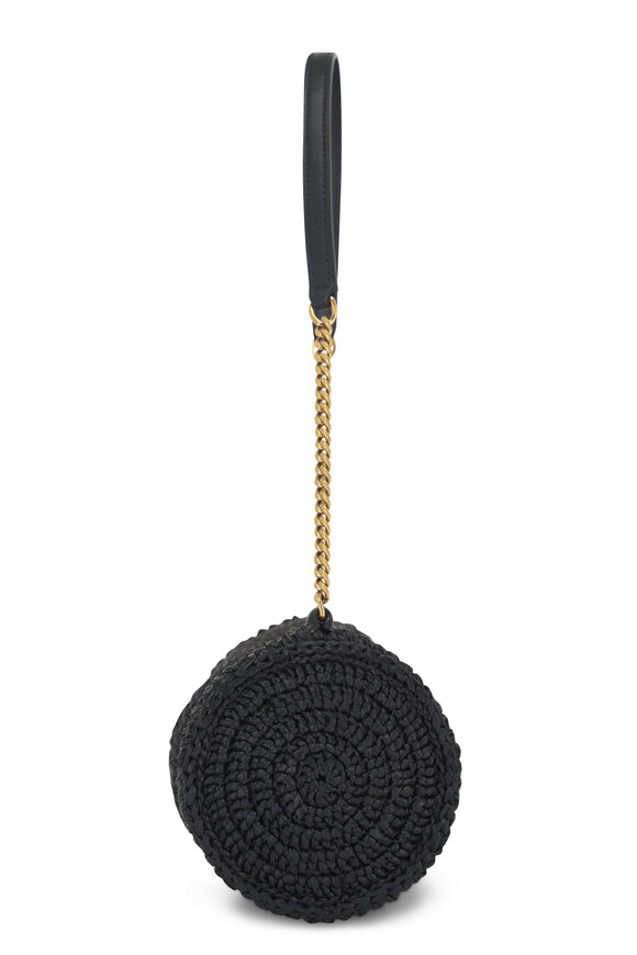 Saint Laurent - Small Cylinder Black Raffia & Leather Bag