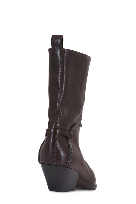 Brunello Cucinelli Testa Moro City Block Heel Boot, 45mm - view 7