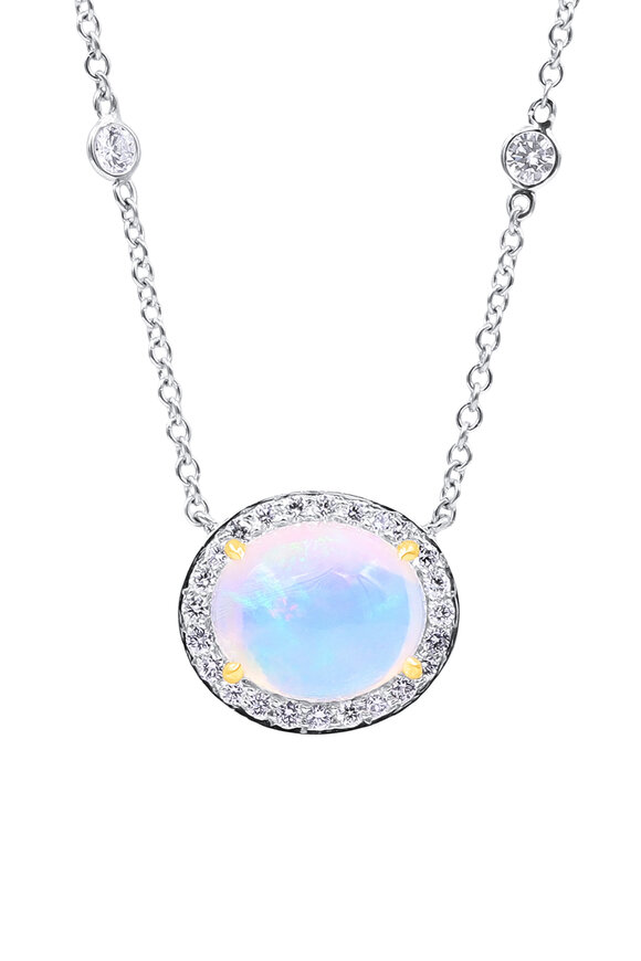 Oscar Heyman Gold Platinum Fire Opal & Diamond Pendant