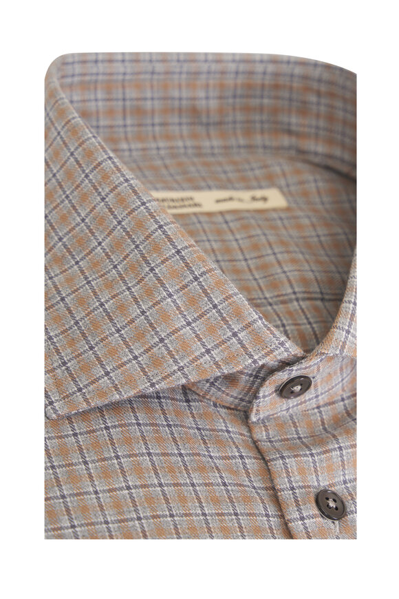 Maurizio Baldassari Santini Light Gray & Blue Plaid Cotton Sport Shirt - view 4