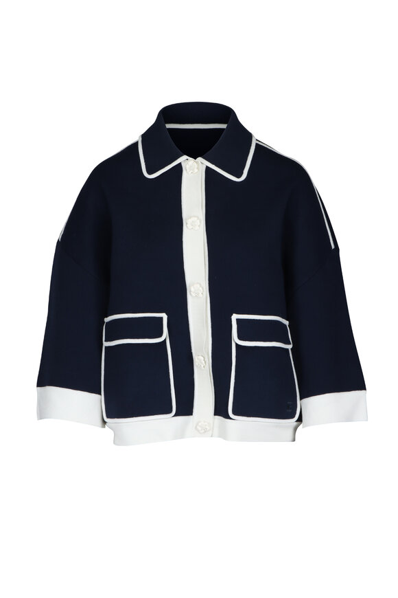 Essentiel Antwerp Jugly Navy Blue Knit Cardigan