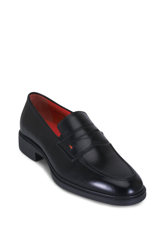 Santoni Easy Black Leather Loafer