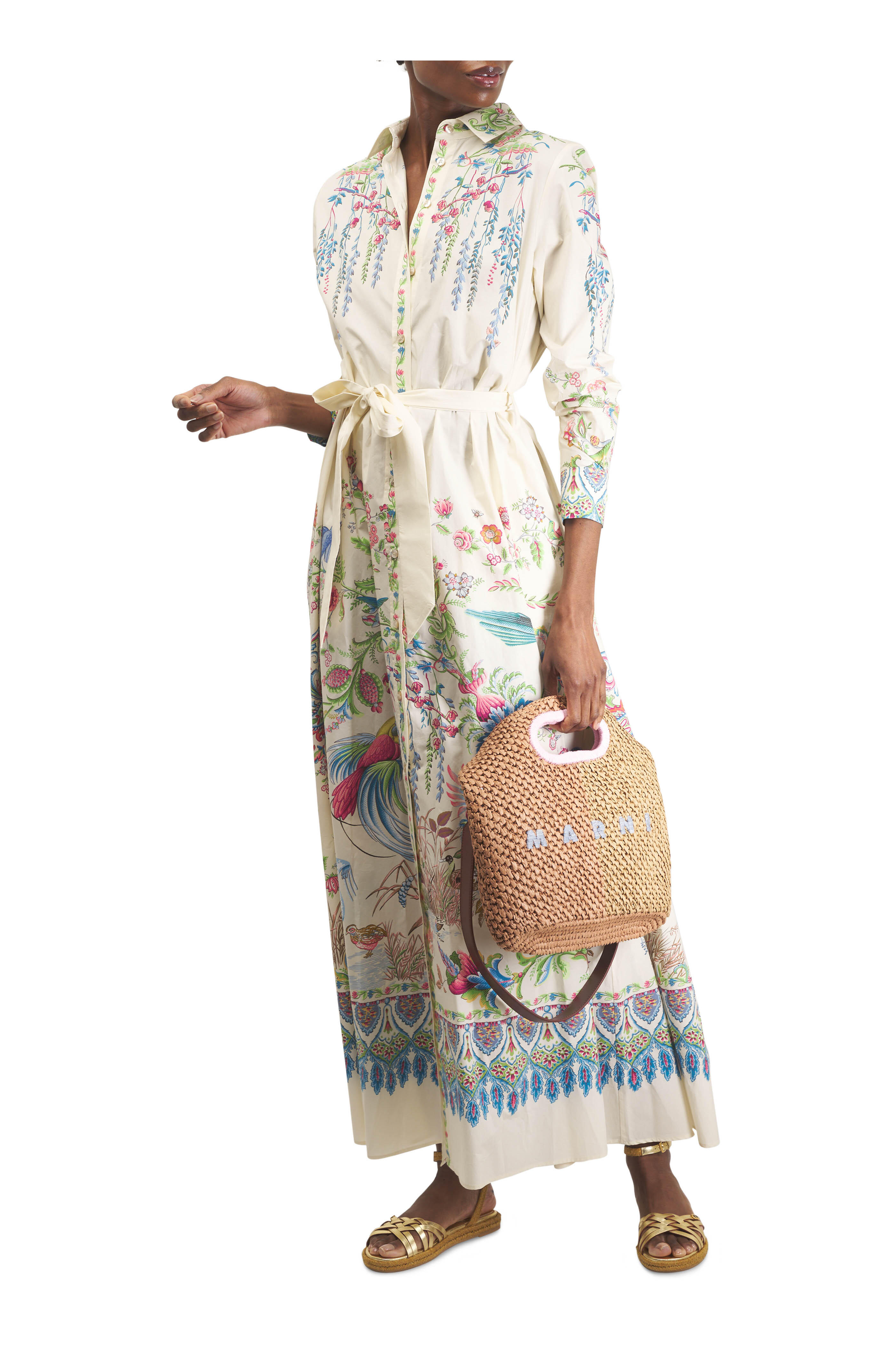 Etro - Off White Multi Floral Maxi Shirtdress