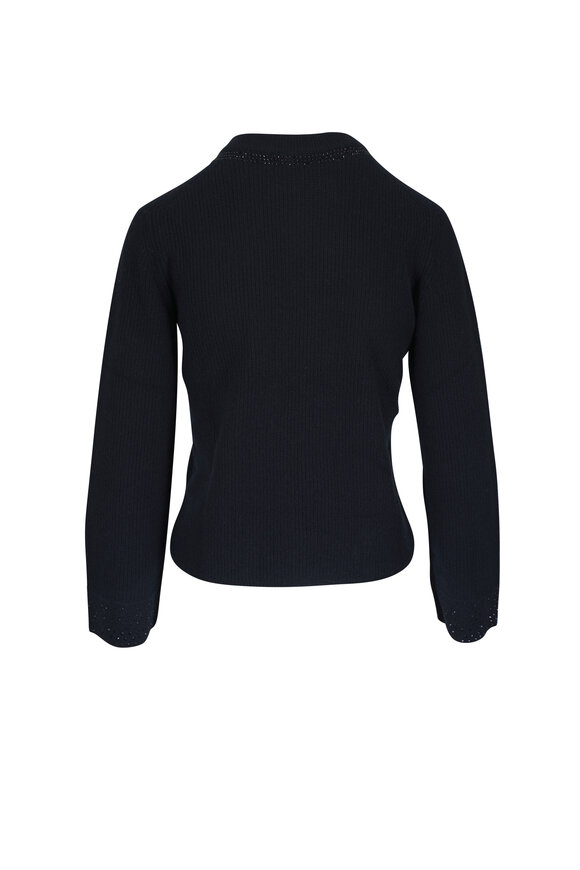 Kinross - Black Cashmere Crystal Trim Sweater