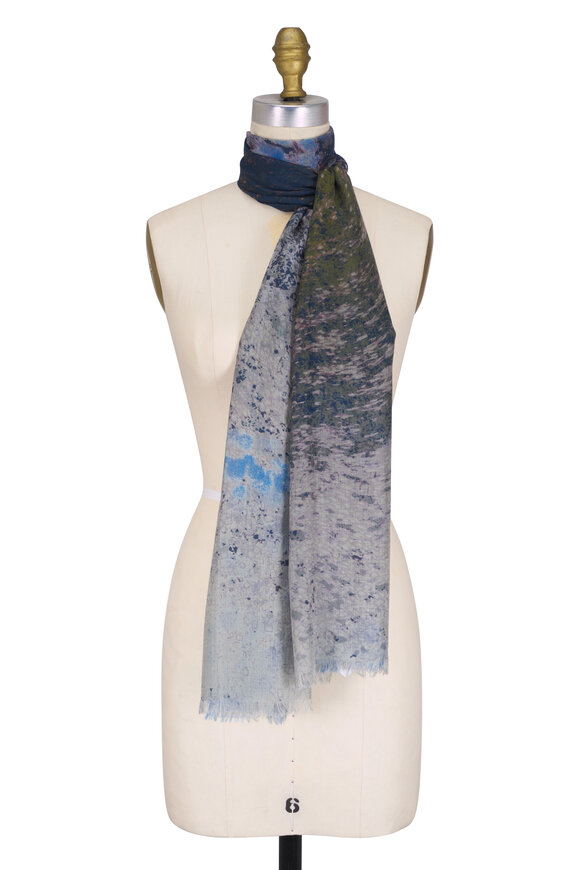 Akris Multicolor Waterlilly Print Scarf - view 1