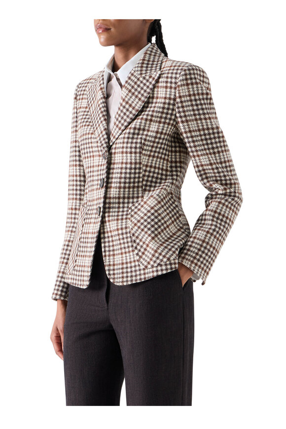 Akris Punto White Winter Plaid Tweed Blazer - view 5