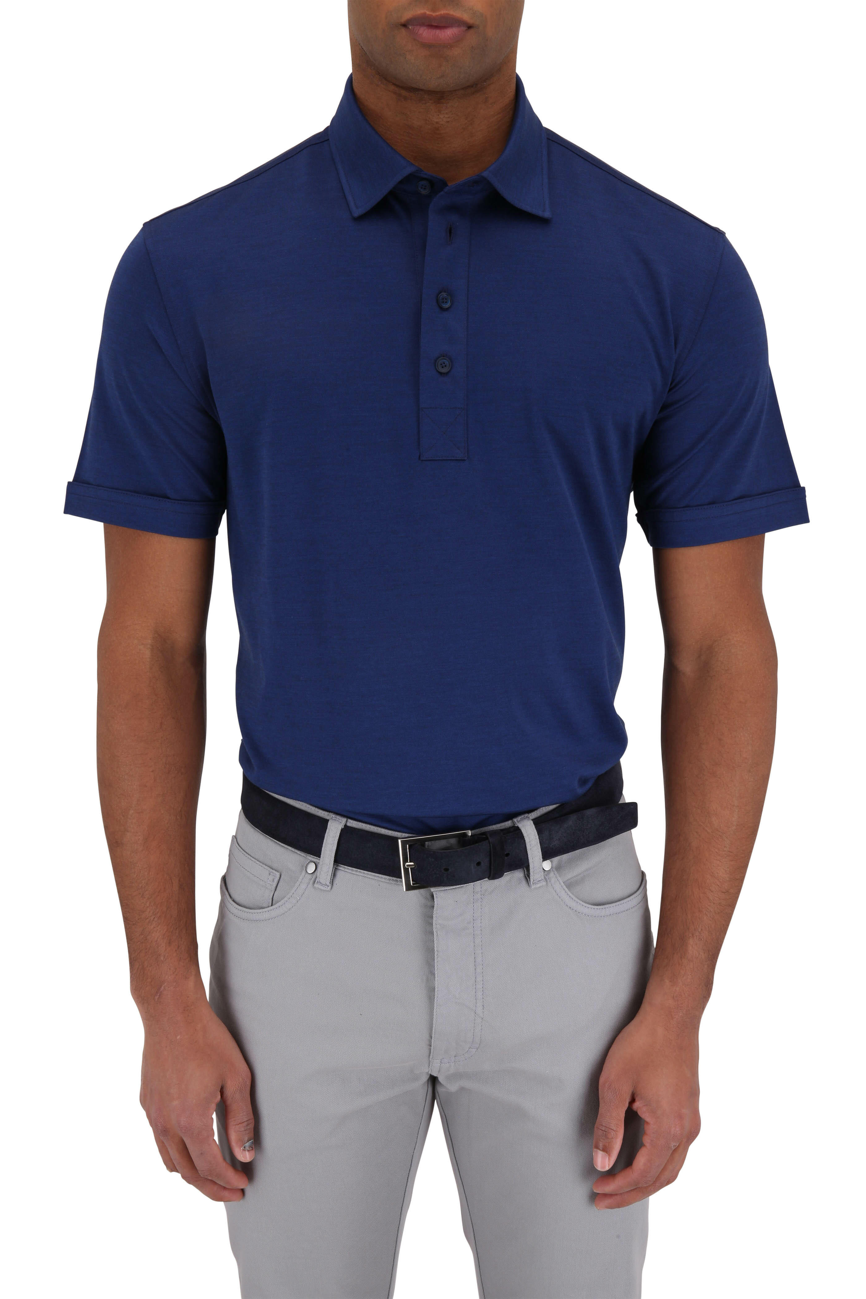 Zegna - Cobalt Blue Cotton & Silk Short Sleeve Polo