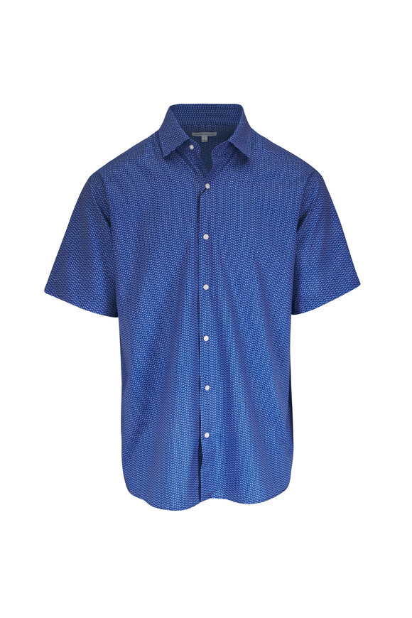 Peter Millar Blue Jackson Performance Poplin Sport Shirt - view 1