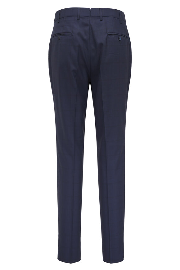 Isaia Navy Blue Tonal Wool Plaid Suit - view 5