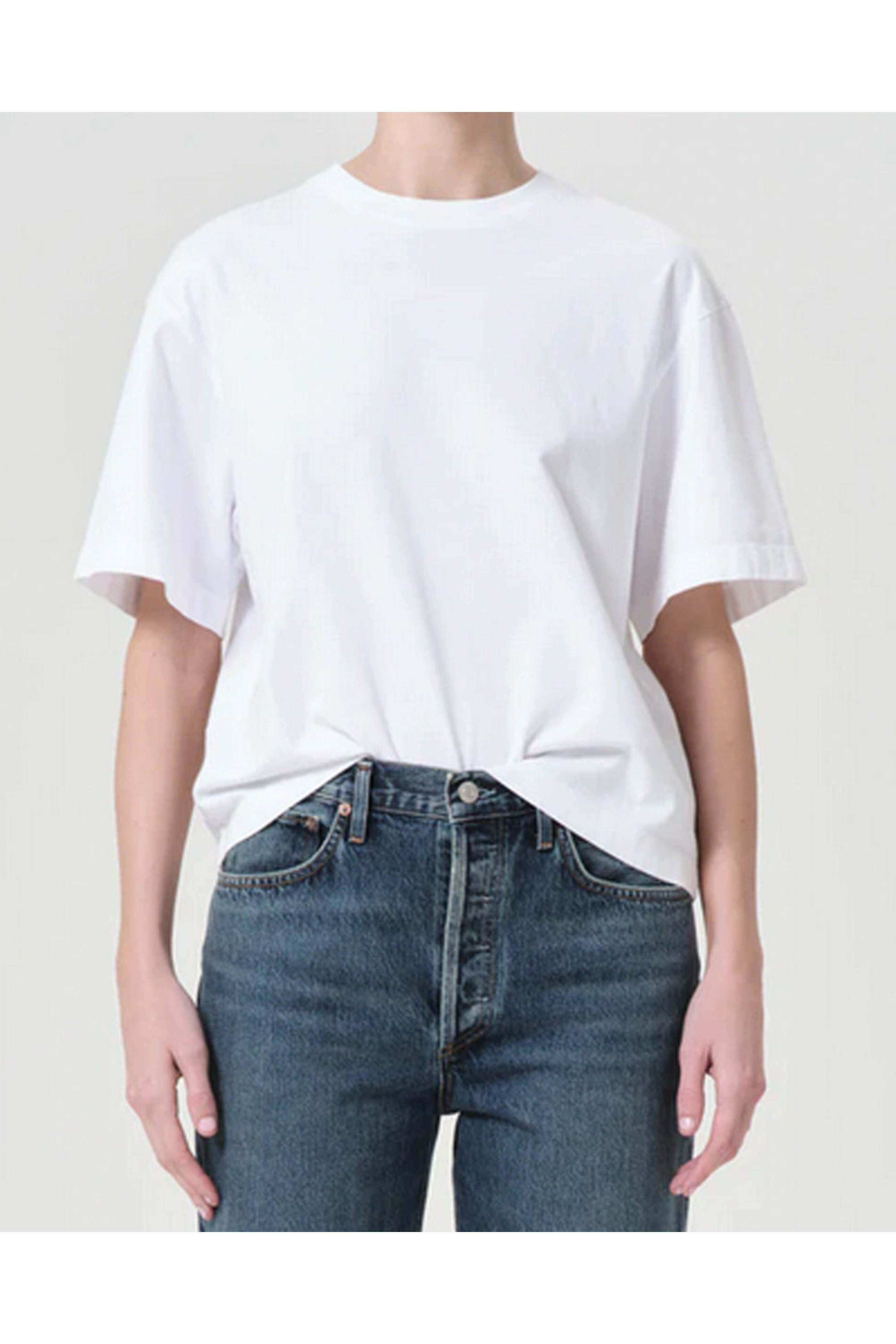 Agolde - White Sulma Drop Shoulder Tee