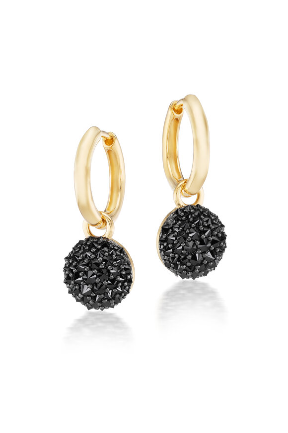 Nam Cho 18k Yellow Gold Black Diamond Mini Hoop Earrings - view 1