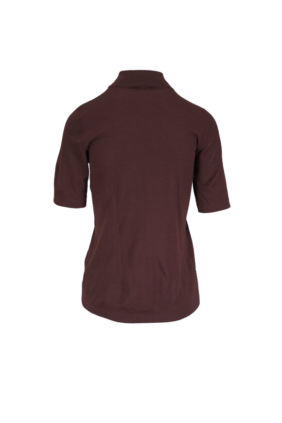 Brunello Cucinelli Chocolate Cashmere & Silk Mock Neck Sweater - view 3