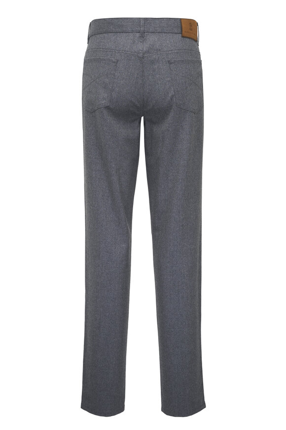 Brunello Cucinelli Gray Wool & Flannel Five Pocket Pant - view 2