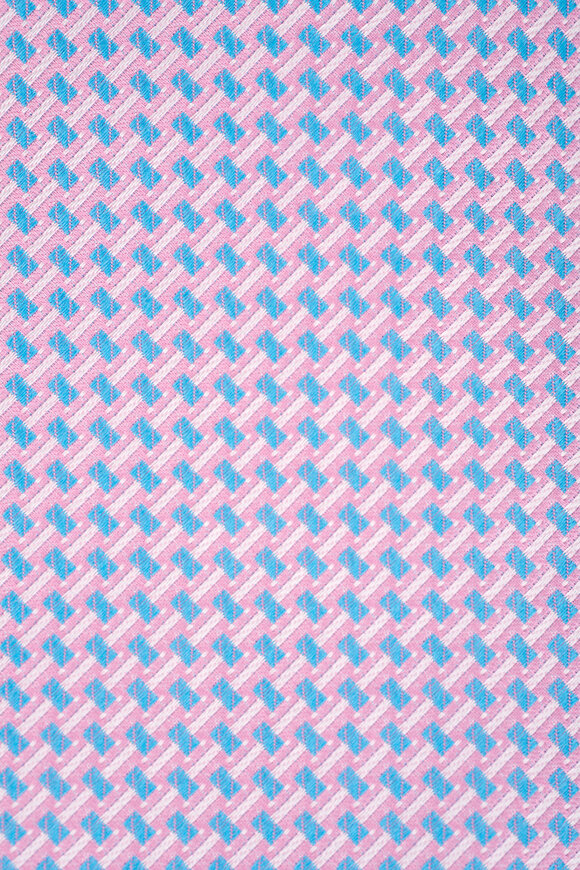 Eton - Pink & Blue Geometric Print Silk Necktie 