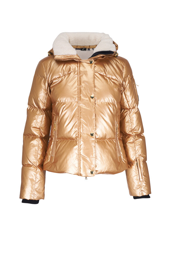 Bogner Hella-D Gold Metallic Short Ski Down Puffer Jacket