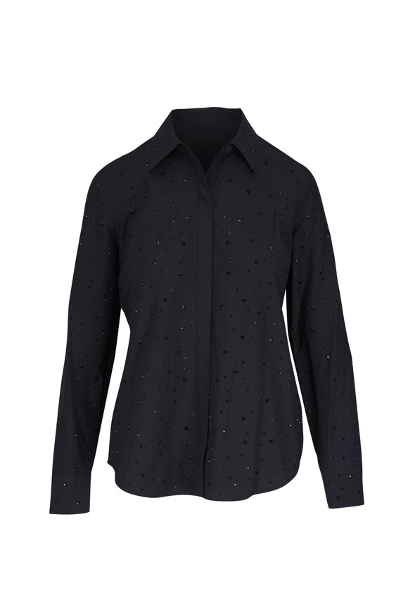 L'Agence Ellery Black Crystal Long Sleeve Blouse