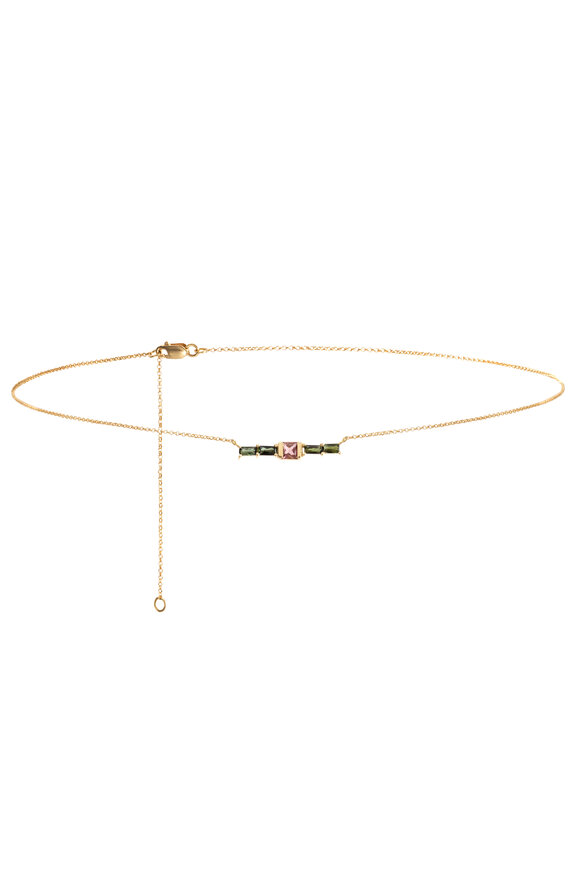 Carolina Neves Green Tourmaline & Morganite Chain Necklace