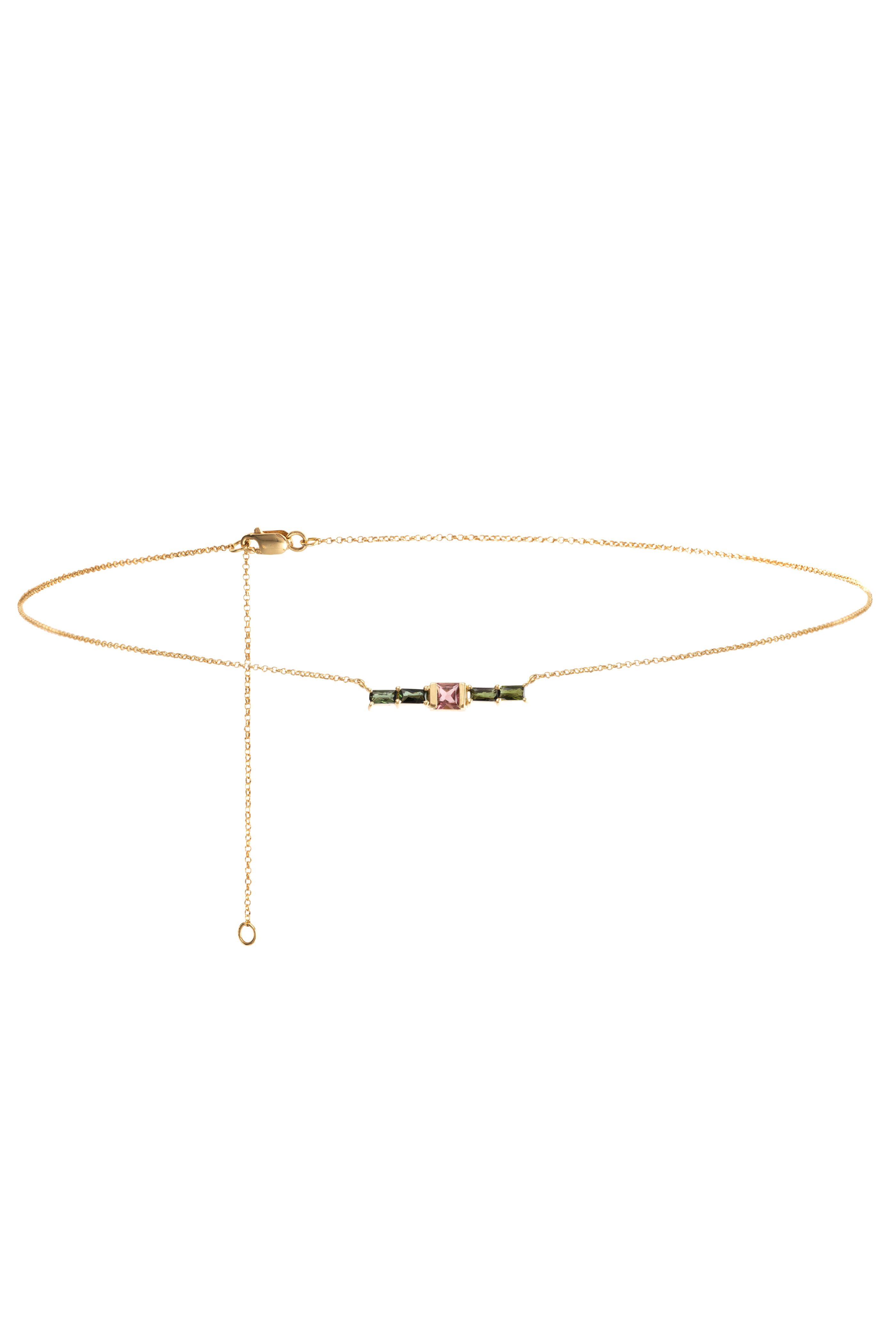 Carolina Neves - Green Tourmaline & Morganite Chain Necklace
