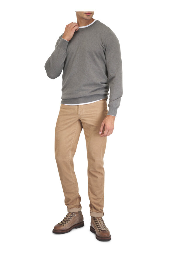 Brunello Cucinelli Army Green Cashmere Crewneck Sweater - view 2