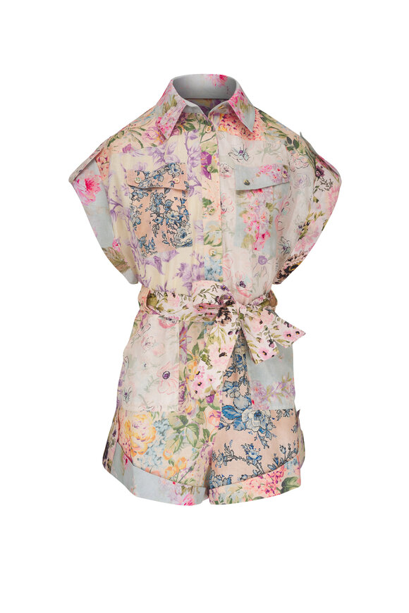 Zimmermann Halliday Cuffed Floral Multicolor Playsuit