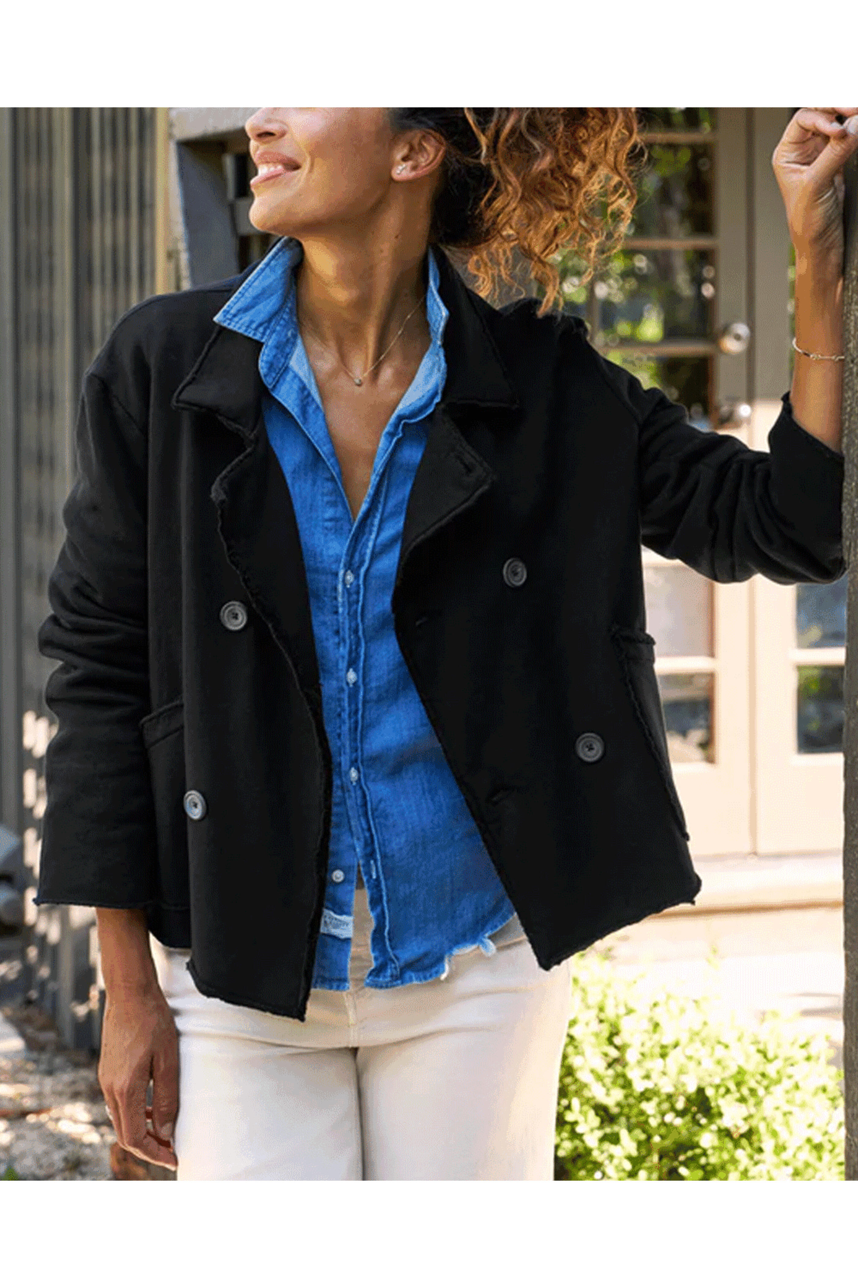 Frank & Eileen - Black Mini Belfast Crop Peacoat