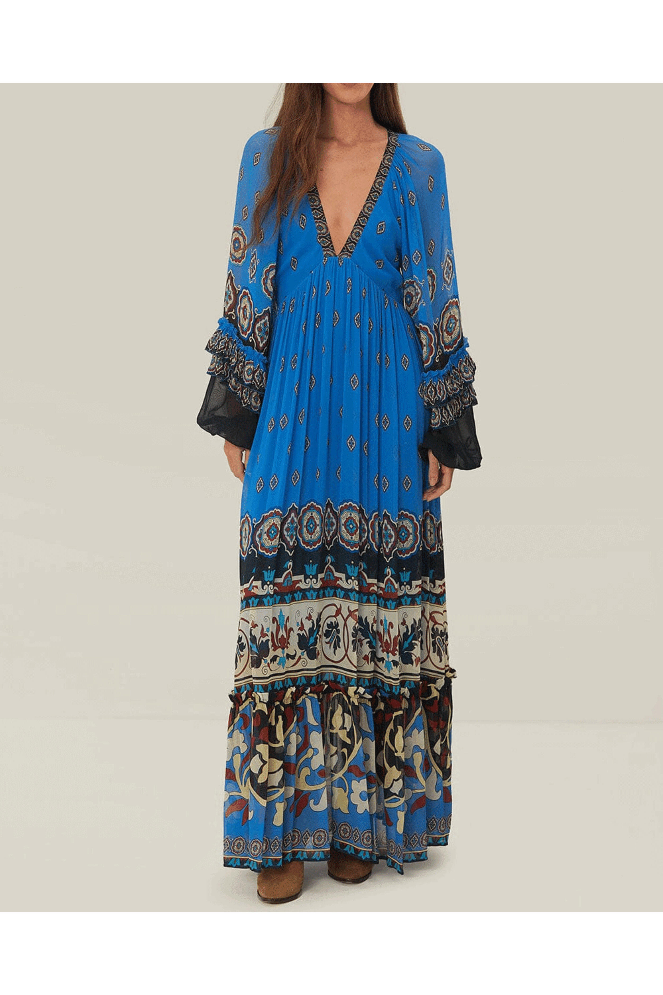 Farm Rio - Ainka Tiles Blue Maxi Dress