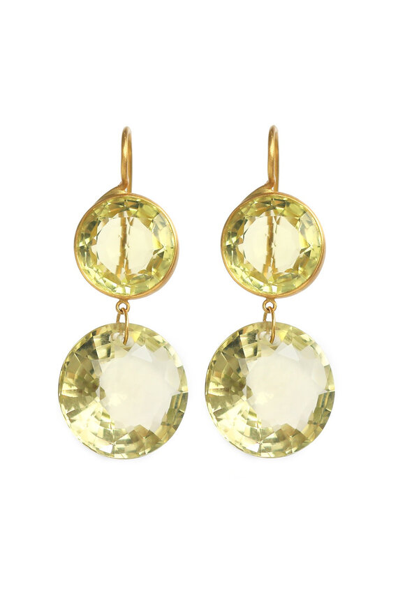 Marie-Hélène De Taillac XL Lemon Quartz Double Gem Earrings