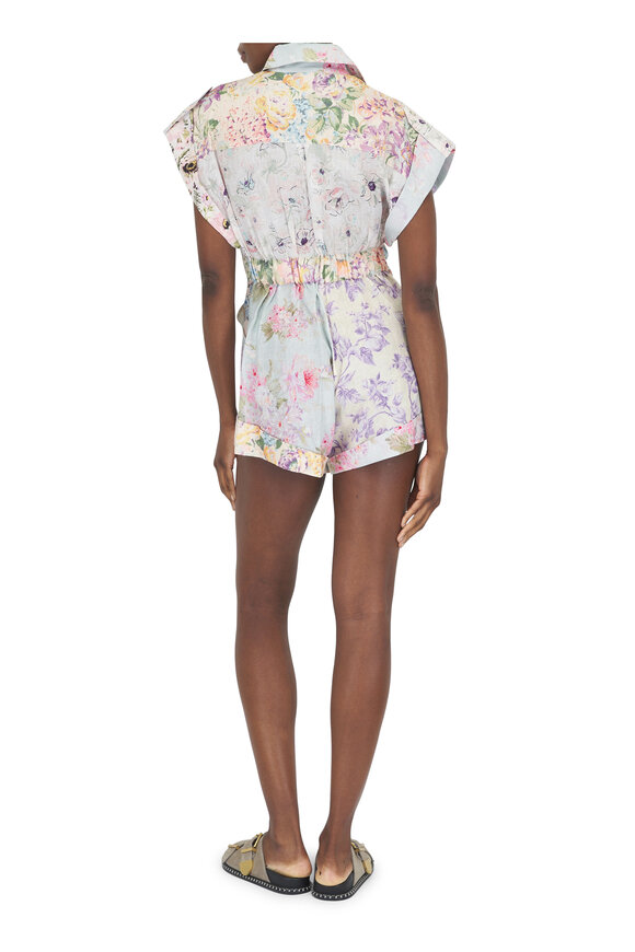 Zimmermann - Halliday Cuffed Floral Multicolor Playsuit