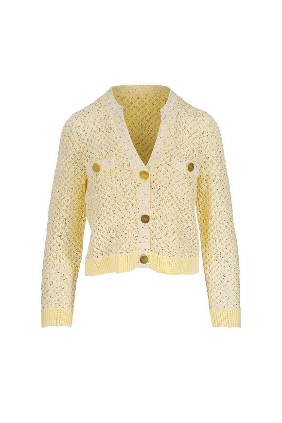L'Agence Blanca Lemon Sequin Cardigan