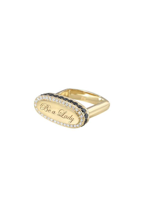 Dru 14k Yellow Gold Diamond Signet "Be A Lady" Ring