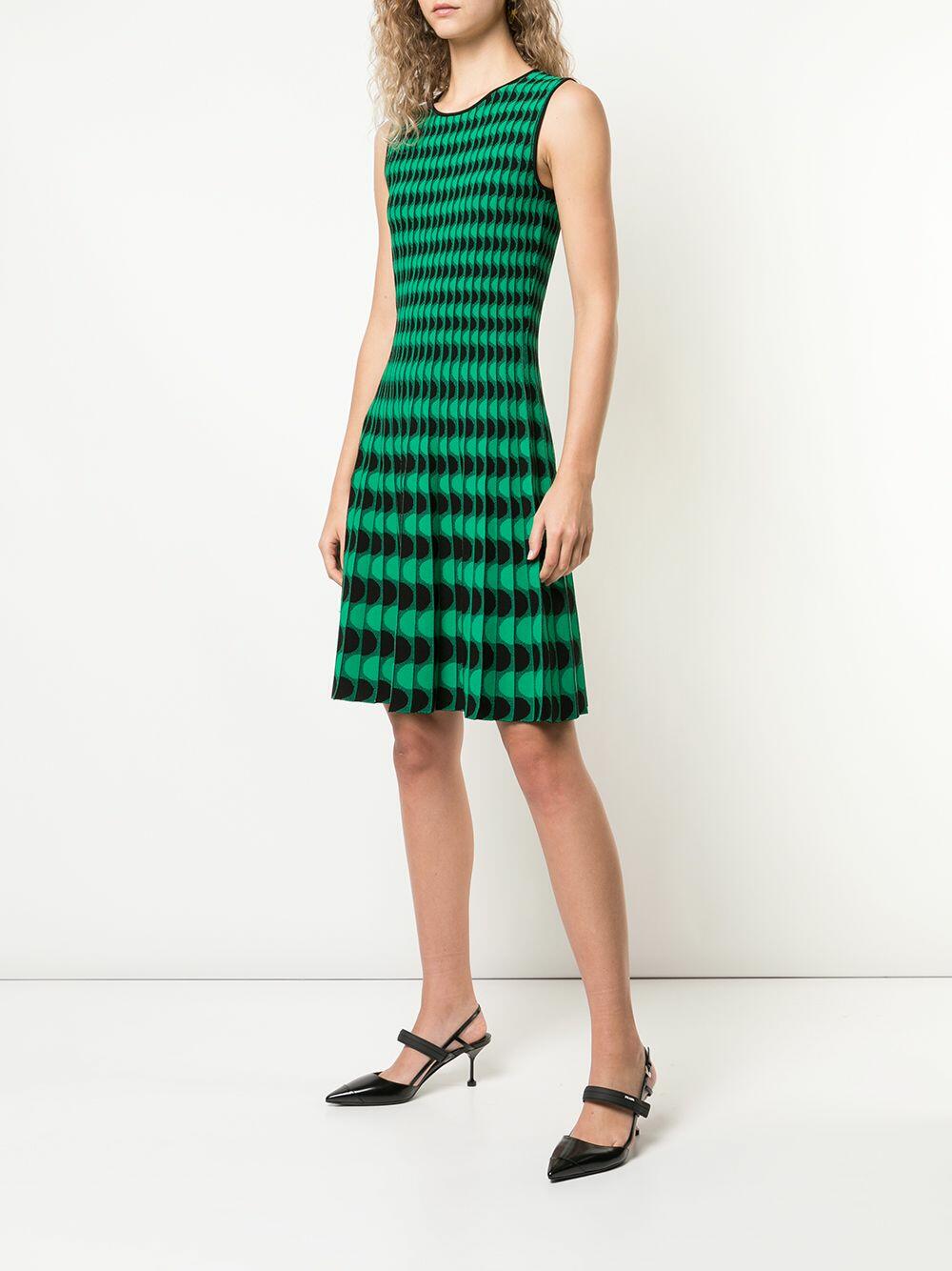 Akris Punto - Green & Black Scallop Print Knit Dress Akris Punto - Green & Black Scallop Print Knit Dress