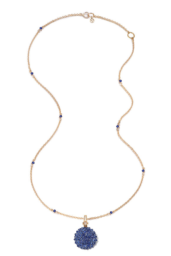 Nam Cho - Blue Sapphire Half Ball Pendant Necklace