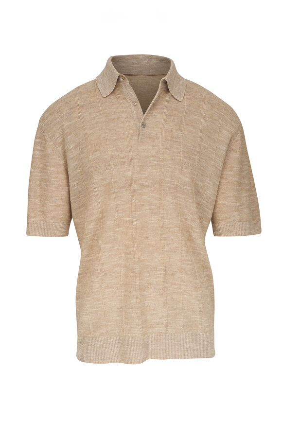 Loro Piana Beige Linen & Silk Polo  - view 1