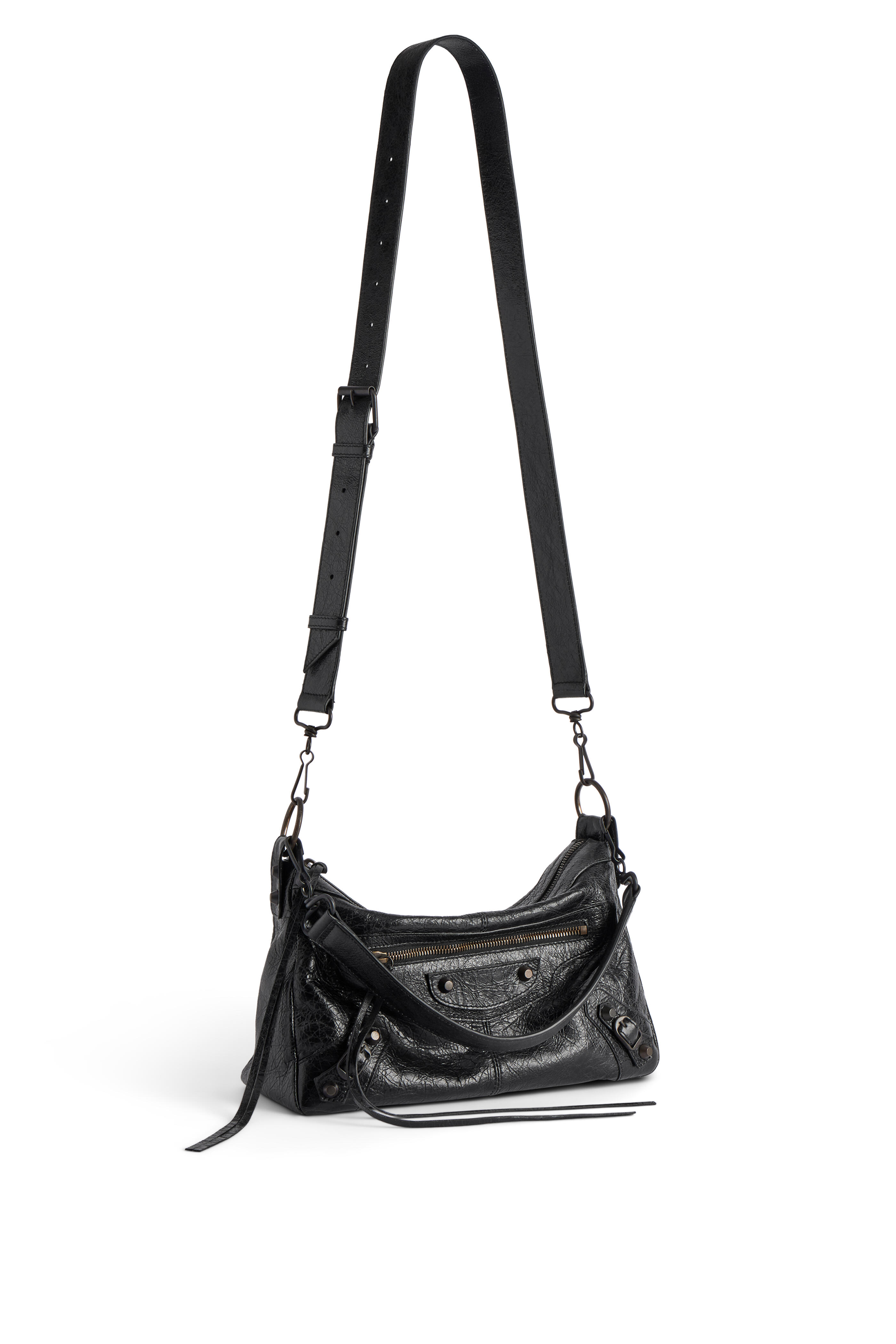 Balenciaga - Small Le City Moto Black Leather Shoulder Bag
