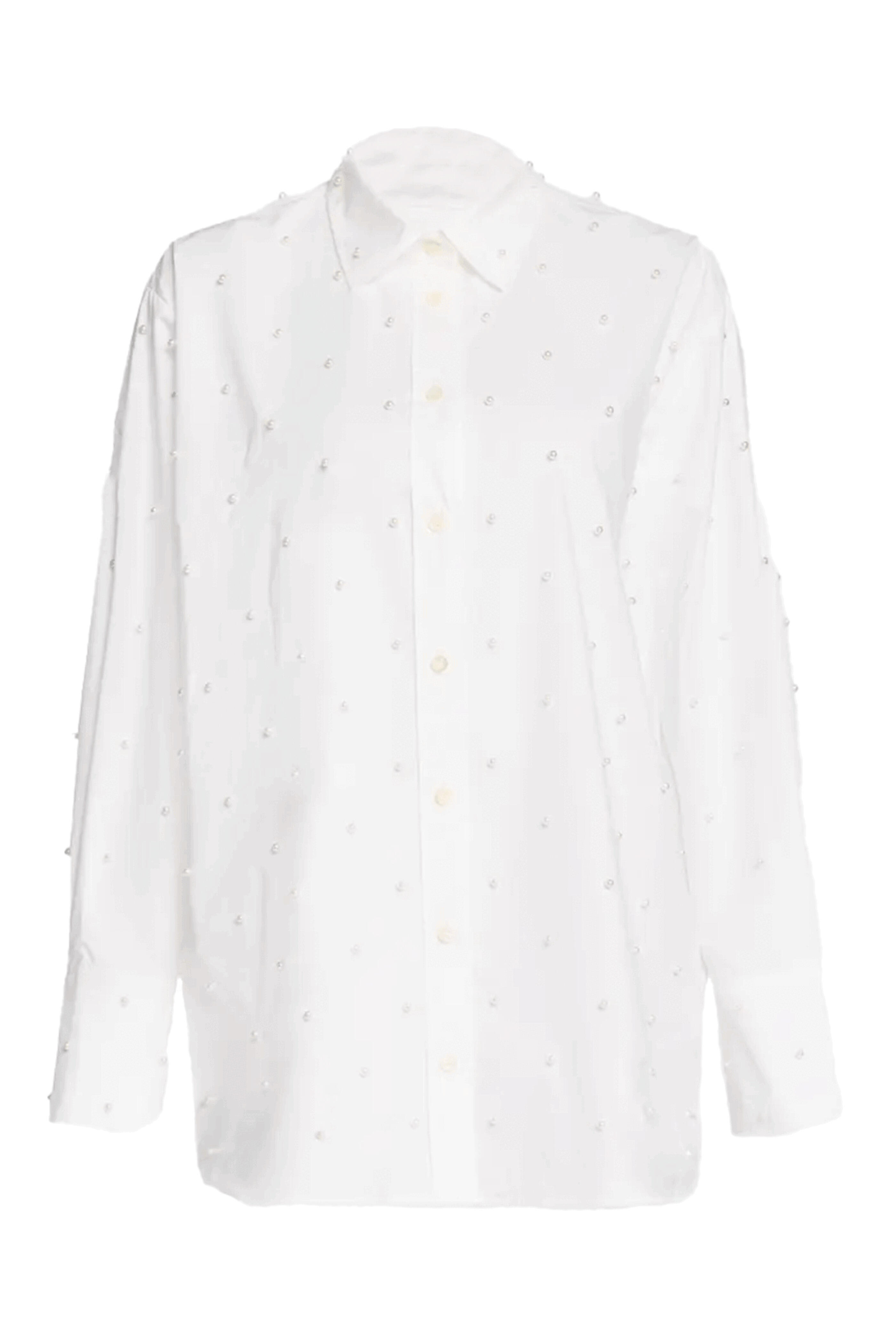 Frame - White Oversized Pearl Pocket Shirt