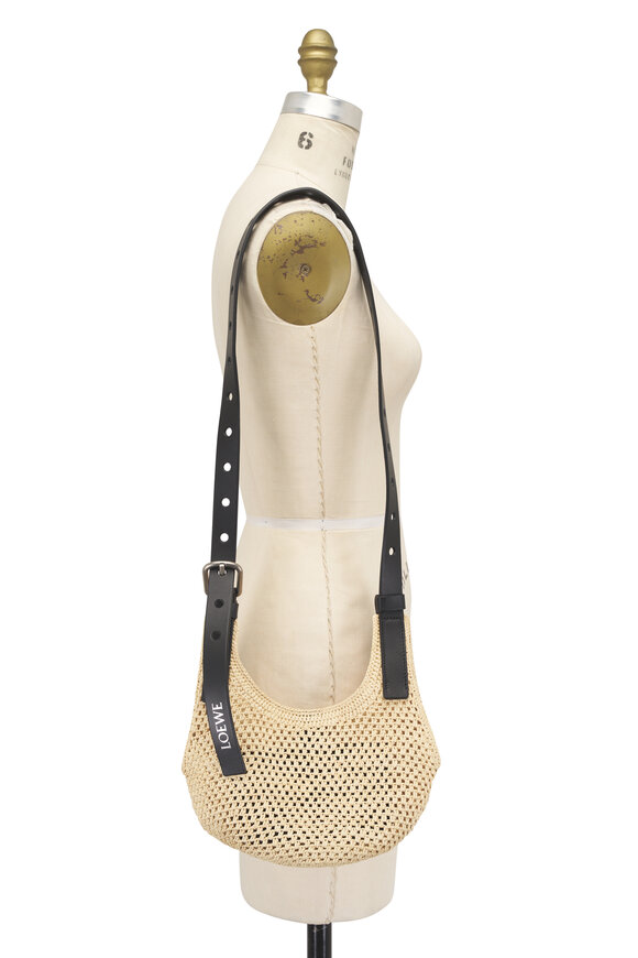 Loewe Mini Punch Hole Raffia & Leather Hobo Bag - view 9
