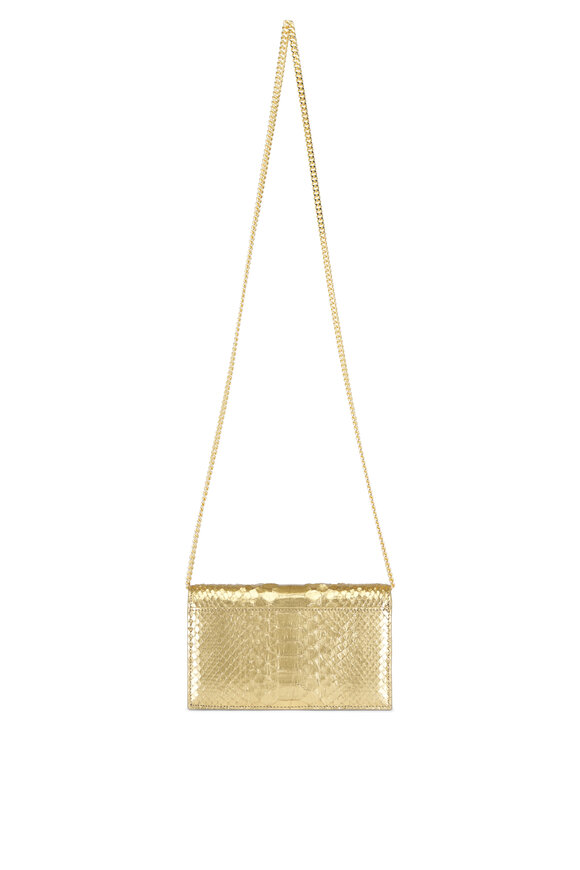 Akris Small Anouk Gold Leather Envelope Clutch - view 2