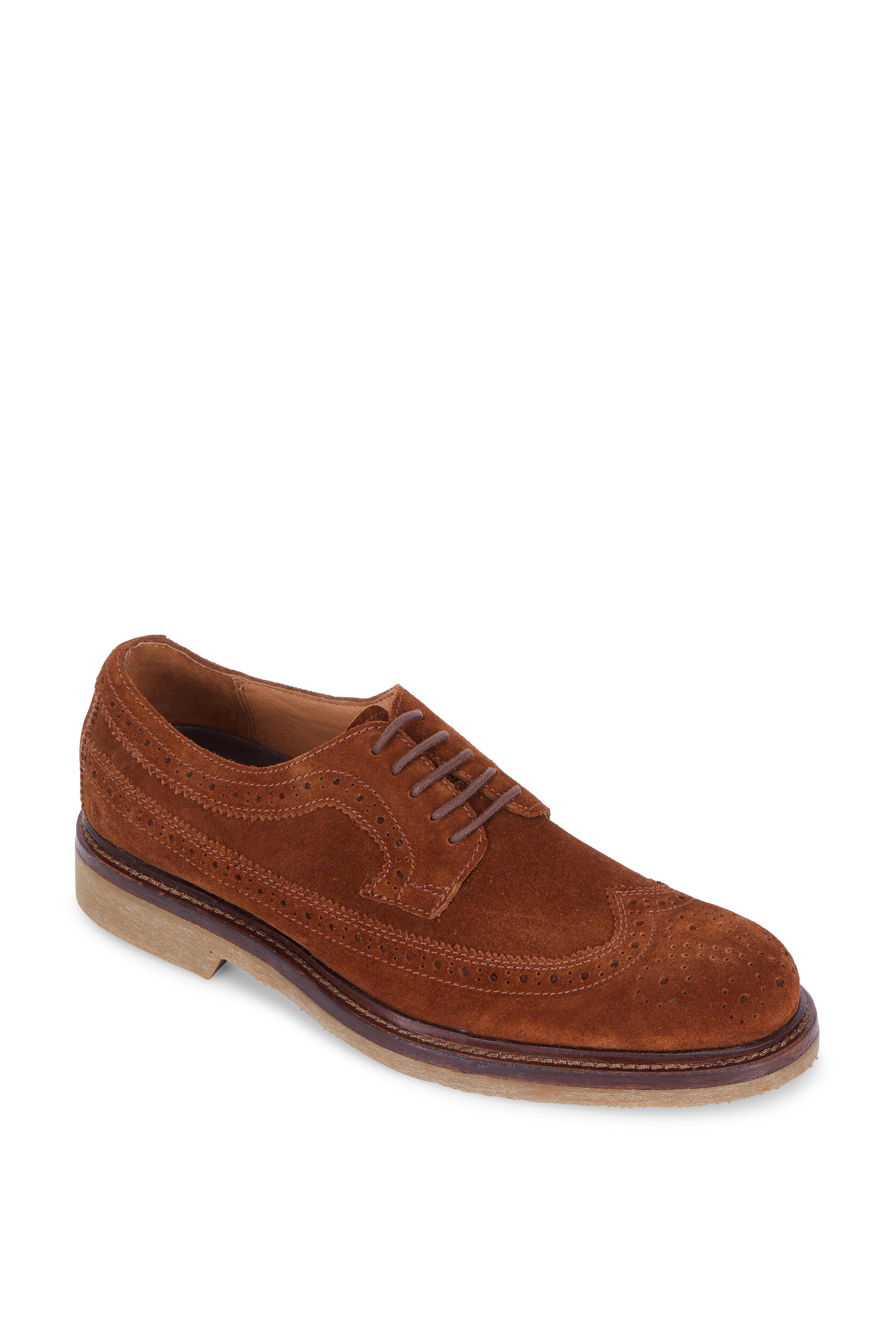 Trask Corbin Tan Suede Wingtip Oxford Mitchell Stores