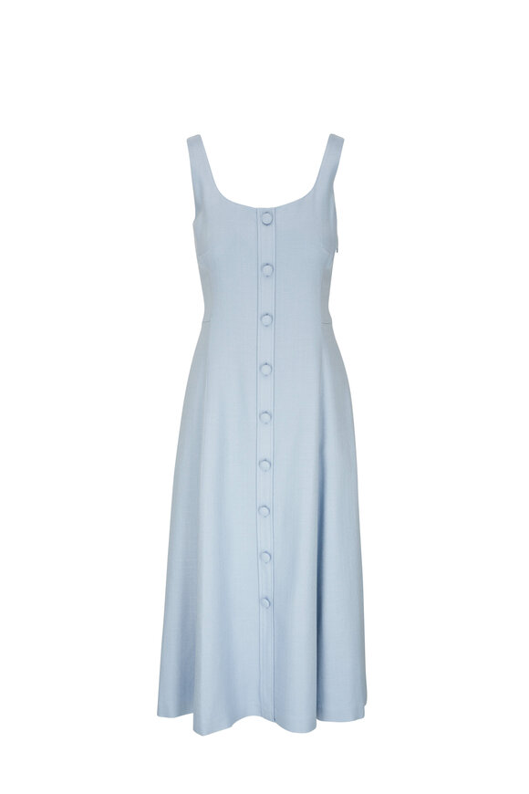 Adam Lippes Amelie Pale Blue Front Button Dress