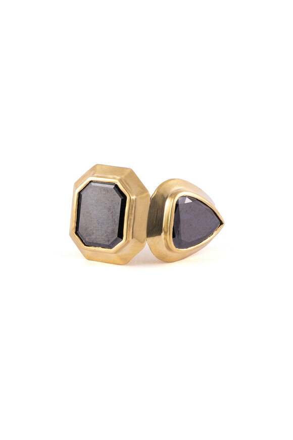 Sylva & Cie 18k Yellow Gold Black Diamond Band - view 1