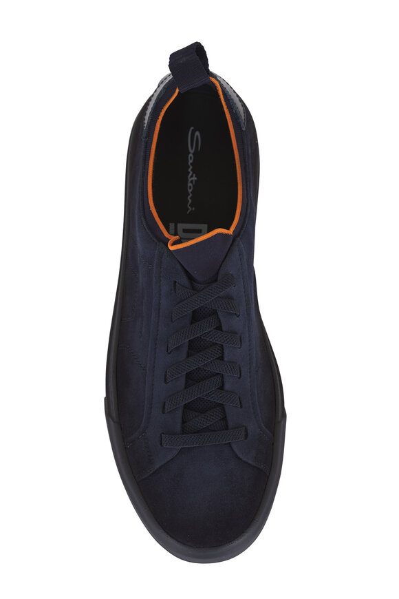 Santoni DBS Unity Navy Blue Suede Low Top Sneaker - view 3
