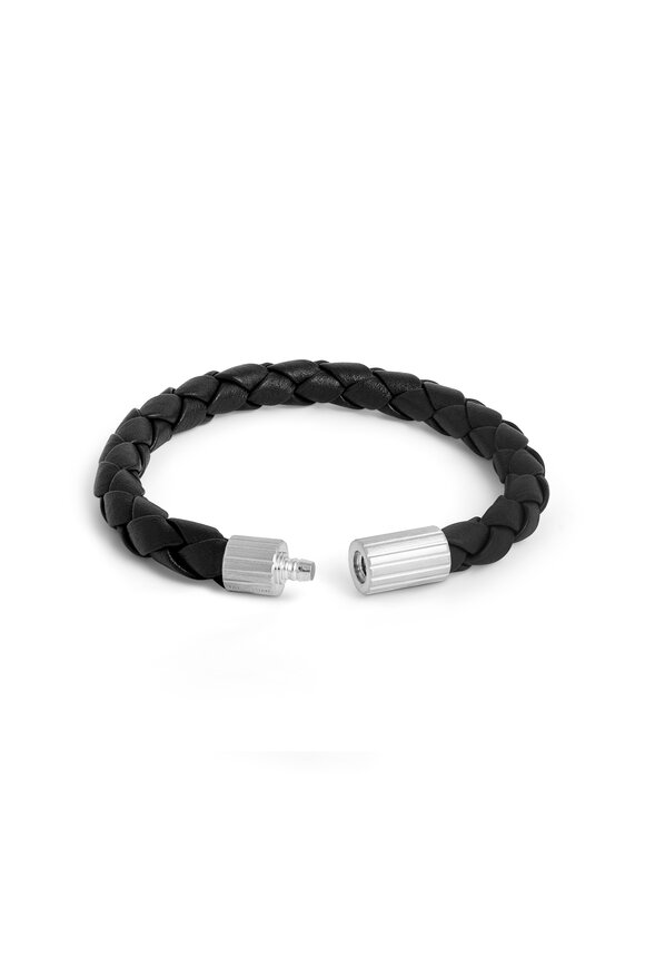 Tateossian - Black Braided Leather Bracelet