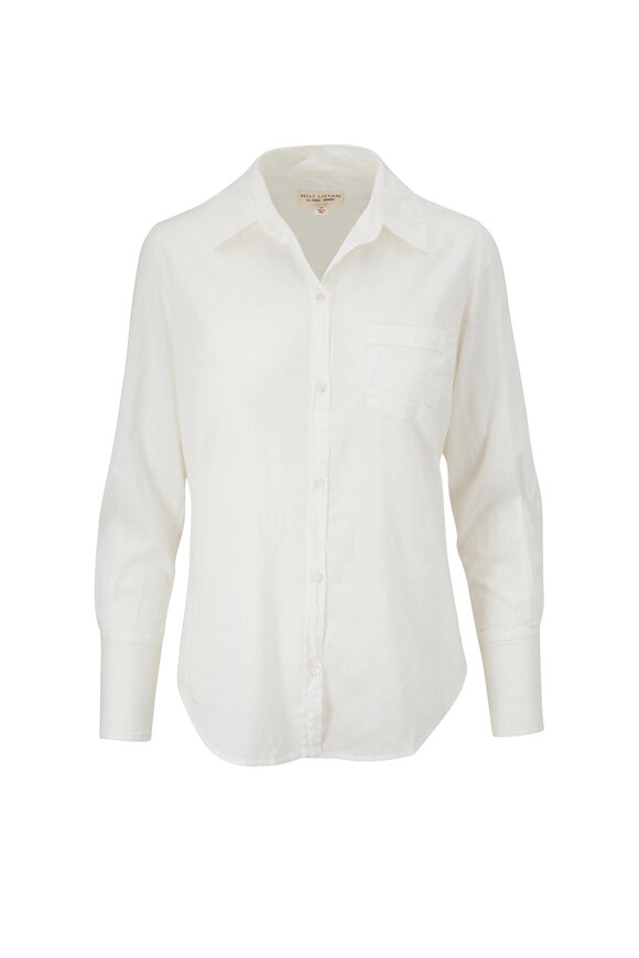 Nili Lotan - Ivory Cotton Voile Button Down Shirt 